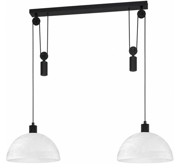 BRILAGI - LED luster na lanku RETRO GLASS 2xE27/40W/230V čierna/biela