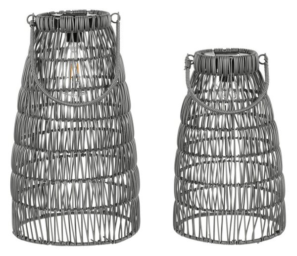 Set dvoch solárnych lampášov sivý PLA102 GREY (2 ks)