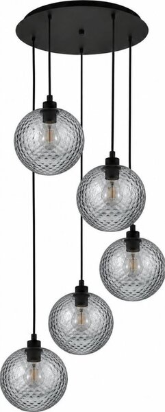 BRILAGI - LED luster na lanku RETRO GLASS 5xE27/60W/230V čierna/dymová sivá