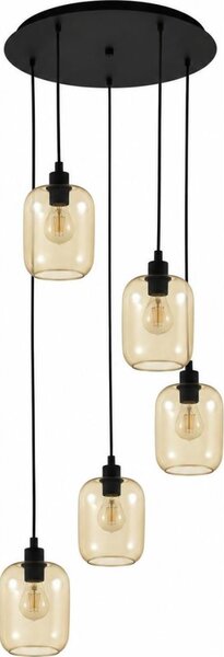BRILAGI - LED luster na lanku RETRO GLASS 5xE27/60W/230V čierna/dymová hnedá