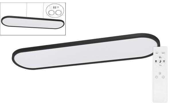 Top Light -LED Stropné prisadené závesné svietidlo OVAL LED/36W/230V 3000-6500K čierna+DO