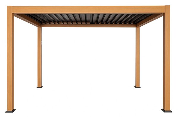 Záhradná pergola s LED osvetlením LUXORA hnedá / antracitová 300x400 cm