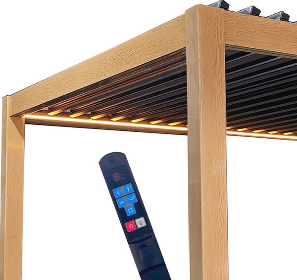 Záhradná pergola s LED osvetlením LUXORA hnedá / antracitová 300x400 cm