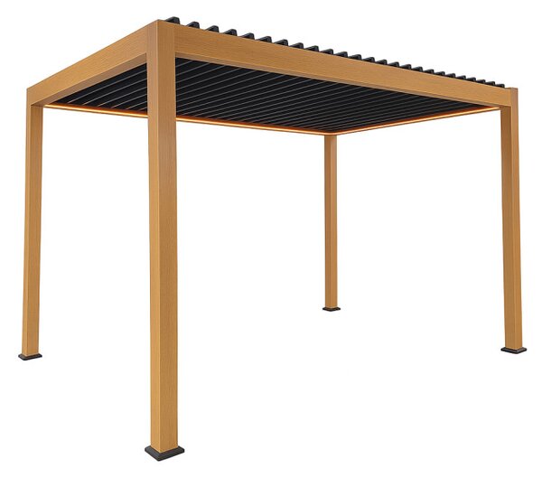 Záhradná pergola s LED osvetlením LUXORA hnedá / antracitová 300x400 cm
