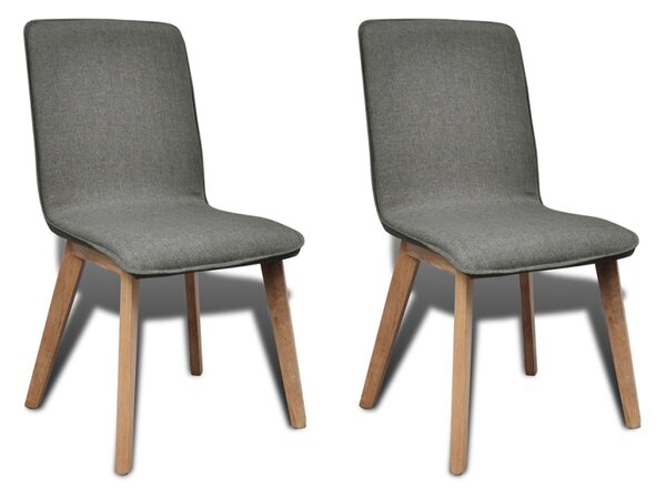 Jedálenské stoličky 2 ks, svetlosivé, látka a dubový masív