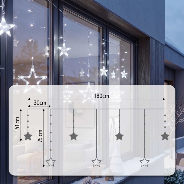 BRILAGI - LED Vianočný vonkajší záves 77xLED/3xAA/USB 1,8m IP44 studená biela