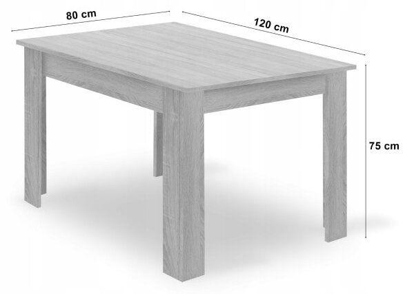 Jedálenský stôl 120×80 cm Craft čierny, so štyrmi stoličkami LIBRA sivé