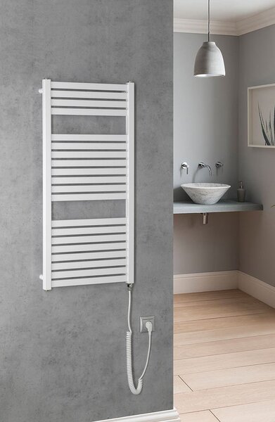 Aqualine Aqualine, TONDI-E elektrické vykurovacie teleso, rovné, 450x1330 mm, 500W, biela, DE470T