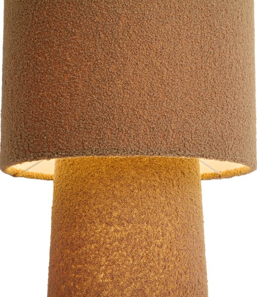 Japandi stojaca lampa hnedá látka Teddy 2-svetelná - Trompet