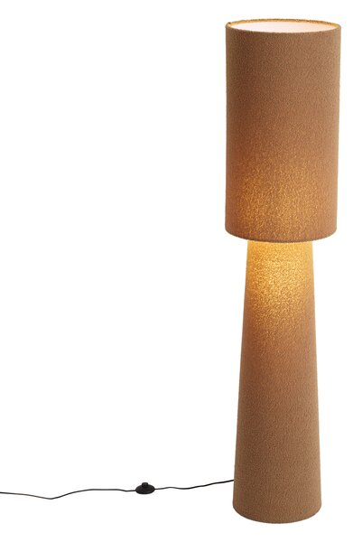 Japandi stojaca lampa hnedá látka Teddy 2-svetelná - Trompet