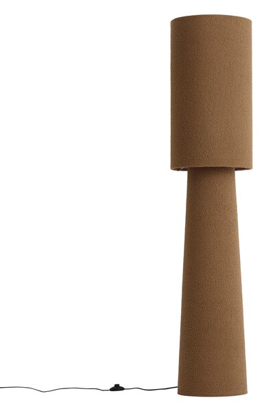 Japandi stojaca lampa hnedá látka Teddy 2-svetelná - Trompet