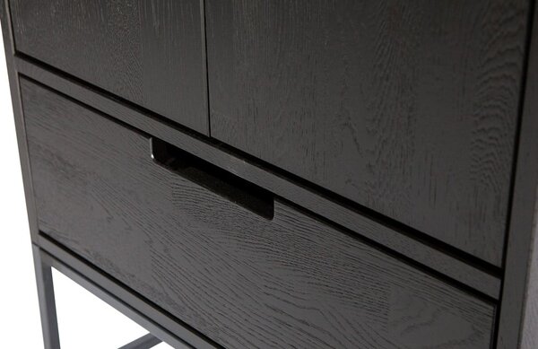 Čierna šatníková skriňa z jaseňového dreva 60x210 cm Silas – WOOOD