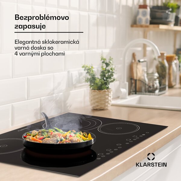 Klarstein Virtuosa, vstavaná varná doska, 6500 W, 4 zóny, 59 x 52 cm, sklokeramika