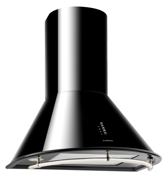 Klarstein Lumio Neo, digestor, 60 cm, komínový, 615 m³/h, retro dizajn, nehrdzavejúca oceľ, čierny