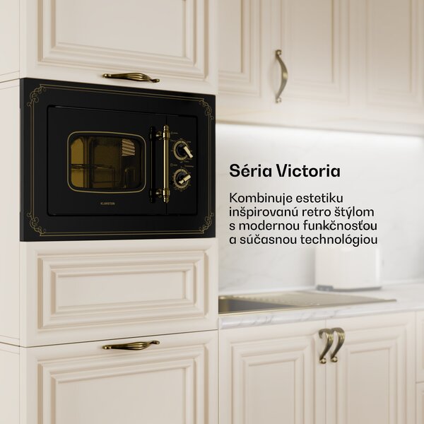 Klarstein Victoria 20, vstavaná mikrovlnná rúra, 20 l, 800 W, gril: 1000 W, čierna