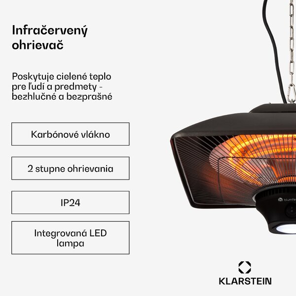 Blumfeldt Heat Square, infračervený ohrievač, 1000 / 2000 W, uhlíkové výhrevné teleso, IP24, LED