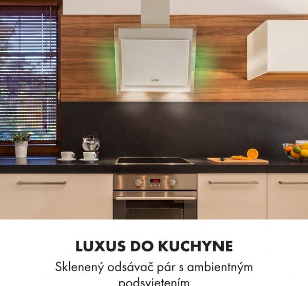 Klarstein Mirage 60, digestor, 60 cm, nástenný, 671 m³/h, A++, dotykový panel, biely