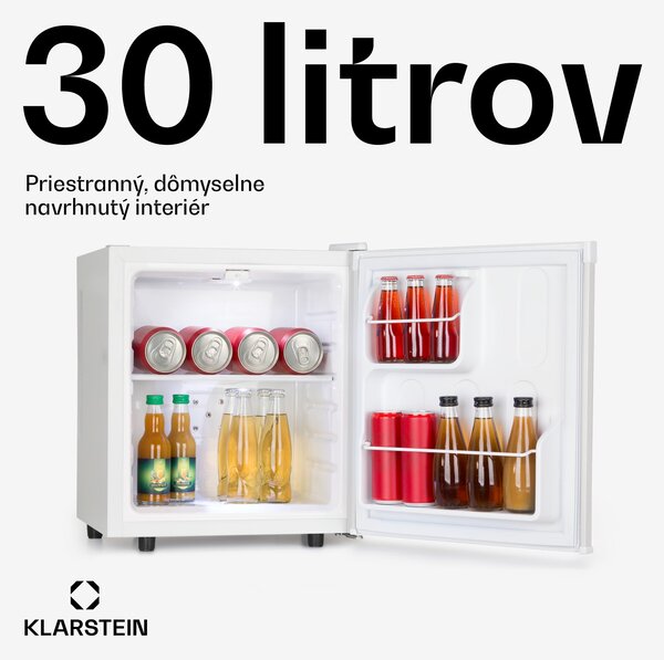 Klarstein Silent Cool, chladnička, 30 l, Arctic-Fox Cooling, energet. trieda F, biela