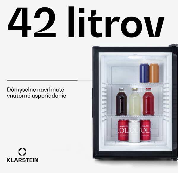 Klarstein Brooklyn 42, mini chladnička, sklenené dvere, LED osvetlenie, police