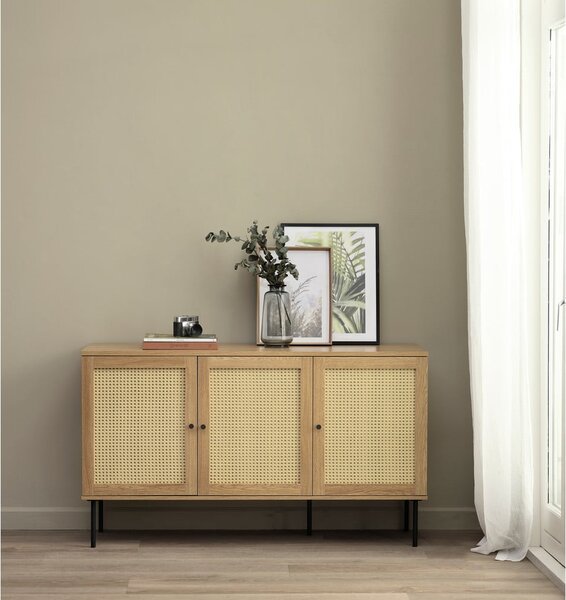Nízka komoda v dekore duba v prírodnej farbe 140x80 cm Pensacola – Unique Furniture
