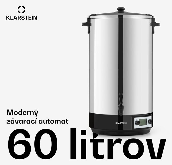 Klarstein KonfiStar 60, zavárací hrniec, dávkovač nápojov, 60 l, 2500 W, 100 °C, 180 min, digitálny