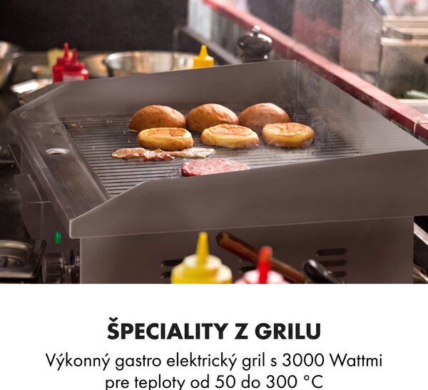 Klarstein Grillmeile 3000R, elektrický gril, 3000 W, grilovacia platňa 54,5 x 35 cm, rebrovaný