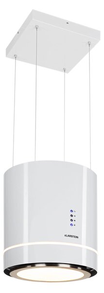 Klarstein Tron Ambience, digestor, 38 cm, ostrovčekový, 521 m³/h, LED, biely