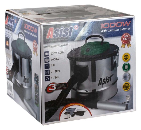 ASIST Vysávač popola 1000W, 15L, nerez