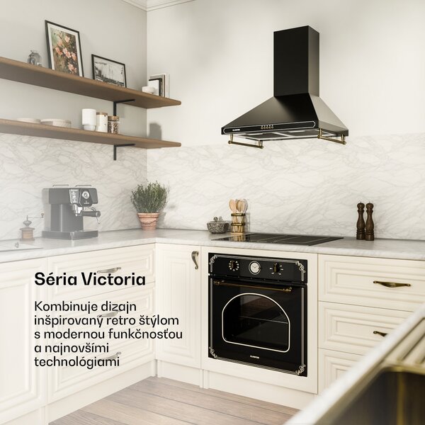 Klarstein Victoria, digestor, 60 cm, nástenný, 630 m³/h, LED, retro dizajn, čierny