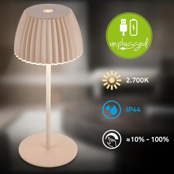 Briloner 7552-011 - LED stmievateľná nabíjacia vonkajšia stolná lampa MINI LED/1,5W/5V IP44