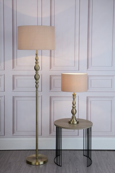 Där Lighting MAD4975 - Stojacia lampa MADRID 1xE27/60W/230V hnedá/mosadz