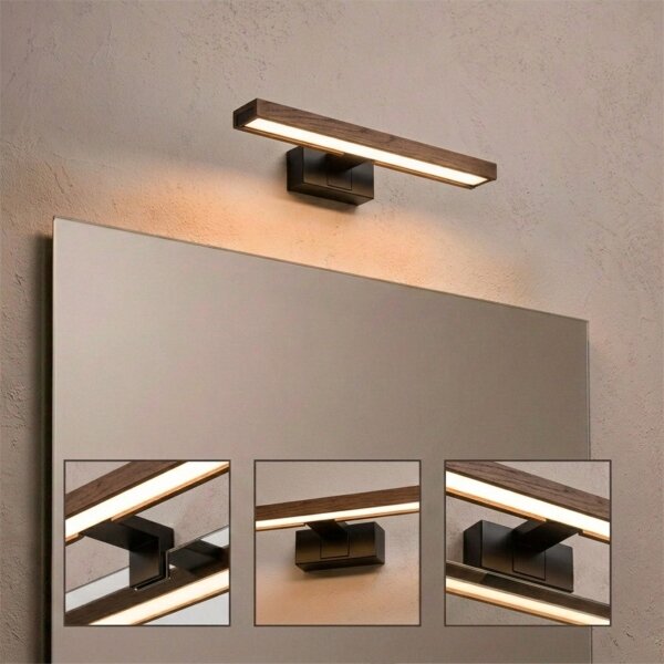 Brilagi - LED osvetlenie pre kúpeľňové zrkadlo 3v1 WOODY MIRROR LED/8W/230V IP44 čierna/dub orech