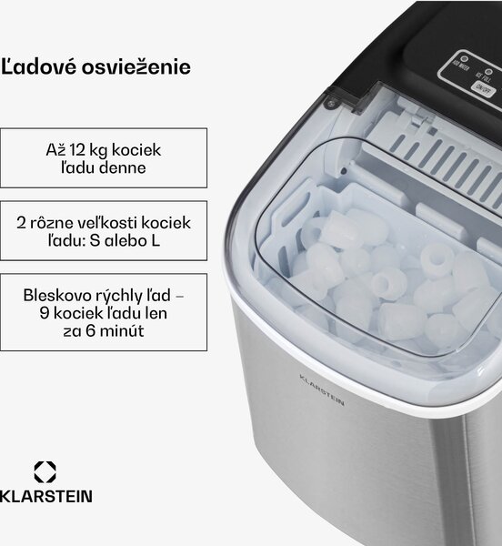 Klarstein Caldwell výroba ľadu Bulleteis 12 kg/24 h, nádrž na vodu 1,3 l