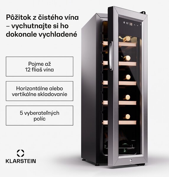 Klarstein Shiraz Premium Smart, Chladnička na víno, 12 Slim na 12 fliaš