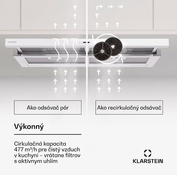 Klarstein Mariana Neo 90 odsávač s plochým krytom 90 cm 640 m³/h odťah LED