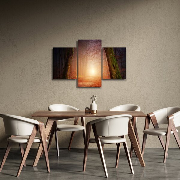 Obraz jesenného lesa v hmle (90x60 cm)