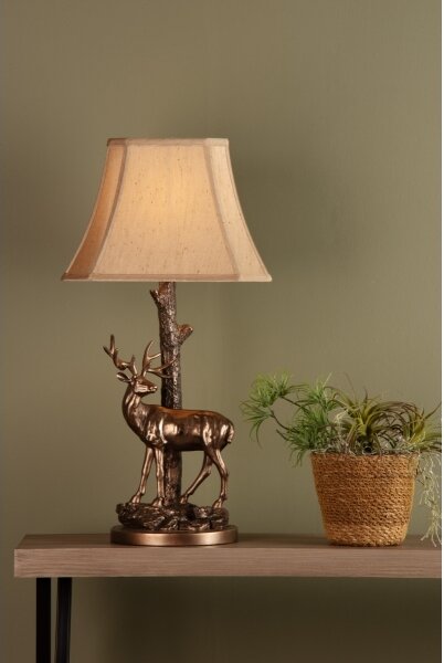 Där Lighting GUL5545-X - Stolná lampa GULLIVER 1xE27/60W/230V béžová/bronzová