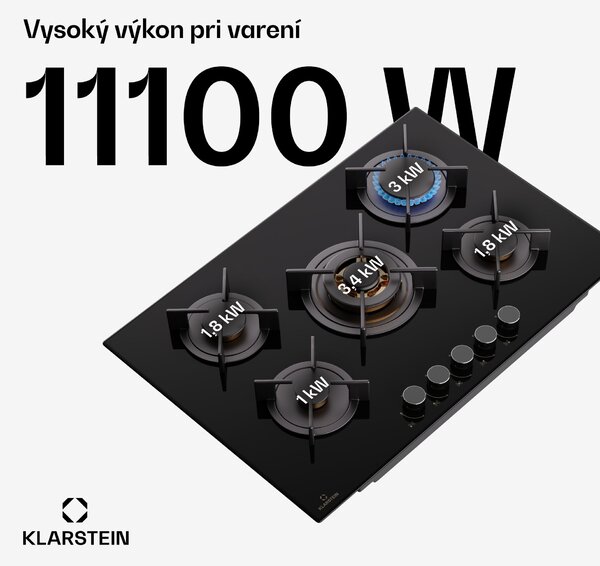 Klarstein Goldflame 5 samostatná plynová varná doska s 5 horákmi