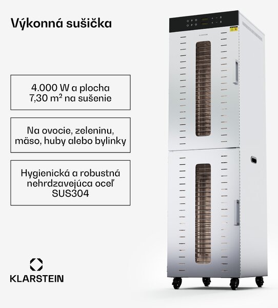 Klarstein Master Jerky 700, sušička, výkon 4 000 W, s dvoma komorami, teplotný rozsah 30 - 90 °C