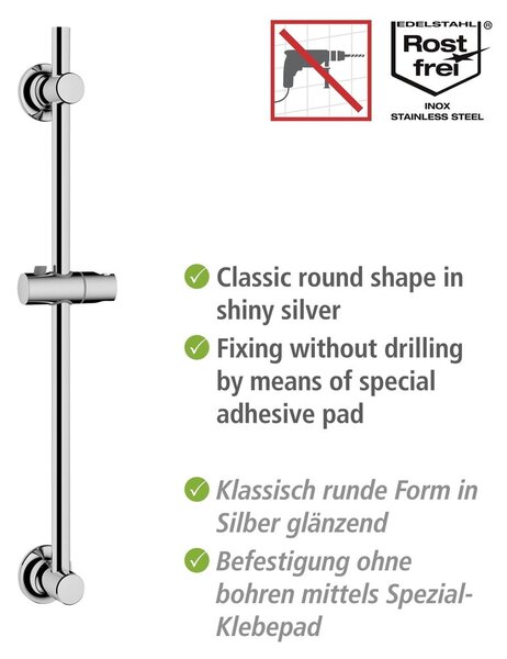 Samodržiaca sprchová tyč z nerezovej ocele v lesklej striebornej farbe 70 cm – Wenko