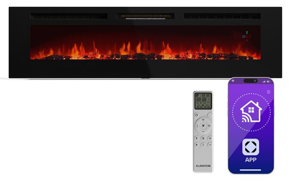 Klarstein Galeras Smart Inteligentný elektrický krb, 2 nastavenia teploty, 16 - 30°| LED ilúzia plameňa, Možnosť pripojenia k IOT