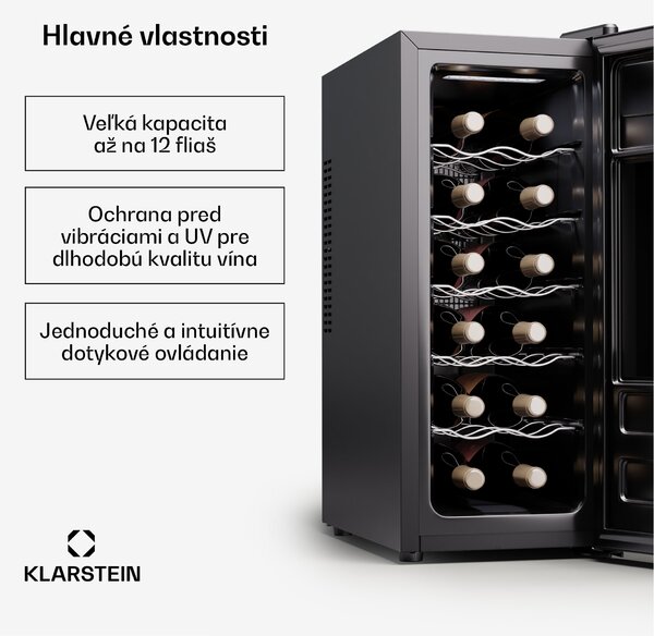 Klarstein Silent Vino 12 Uno Slim Chladnička na víno 31 l / 12 fliaš 8-18 °C Dotyková