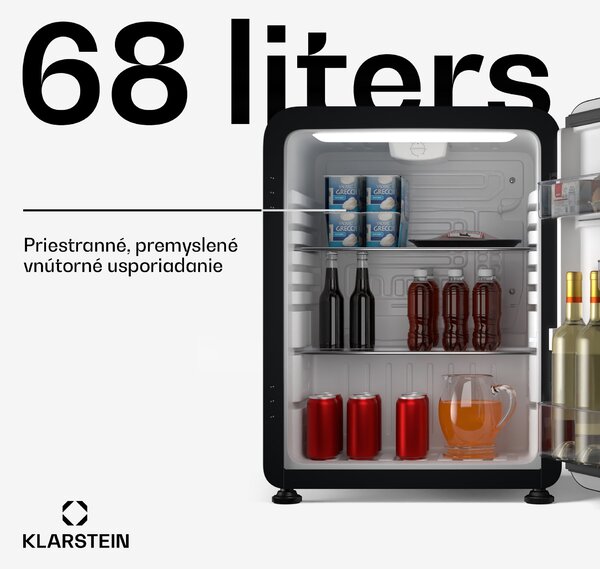 Klarstein Audrey Evo mini chladnička, 68 l, retro dizajn, tichá, kompaktná, 3 farby