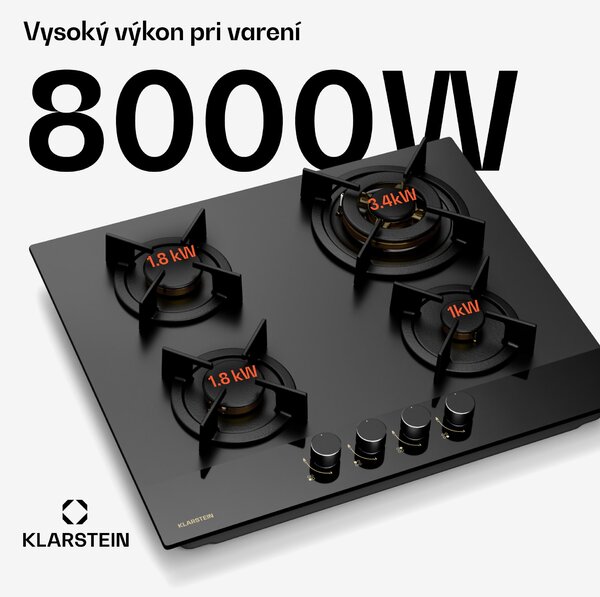 Klarstein Goldflame Nano plynová varná doska, 4 mosadzné horáky, Nano povlak, LPG/zemný plyn