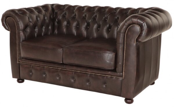 Pohovka dvojmiestna Chesterfield Liverpool z pravej hovädzej kože Brown