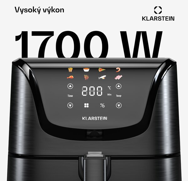 Klarstein AeroVital Deluxe teplovzdušná fritéza, 1700 W, 8 programov, vrátane príslušenstva, 200°C, Časovač
