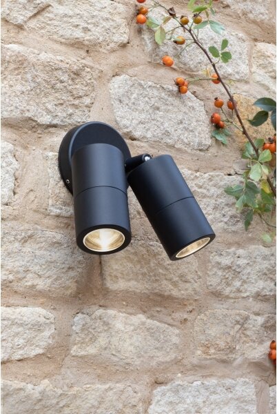 Där Lighting ORT0922 - LED vonkajšie nástenné bodové svietidlo ORTEGA 2xGU10/5W/230V IP65 čierne