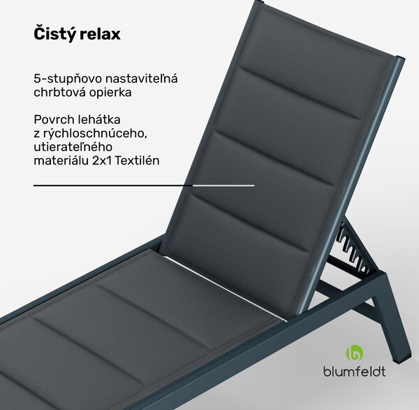 Blumfeldt Renazzo Lounge ležadlo | Nosnosť 120 kg | 5 polôh | vodeodolné