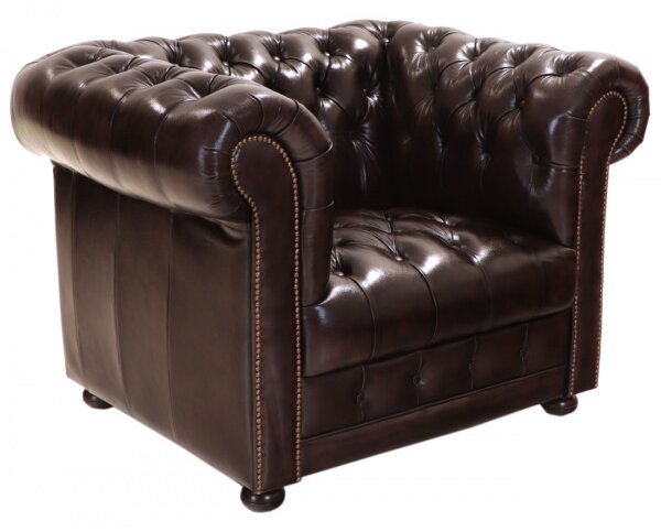 Pohovka jednomiestna Chesterfield Manchester z pravej hovädzej kože Brown