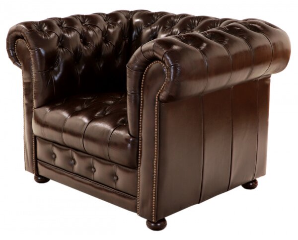 Pohovka jednomiestna Chesterfield Manchester z pravej hovädzej kože Brown